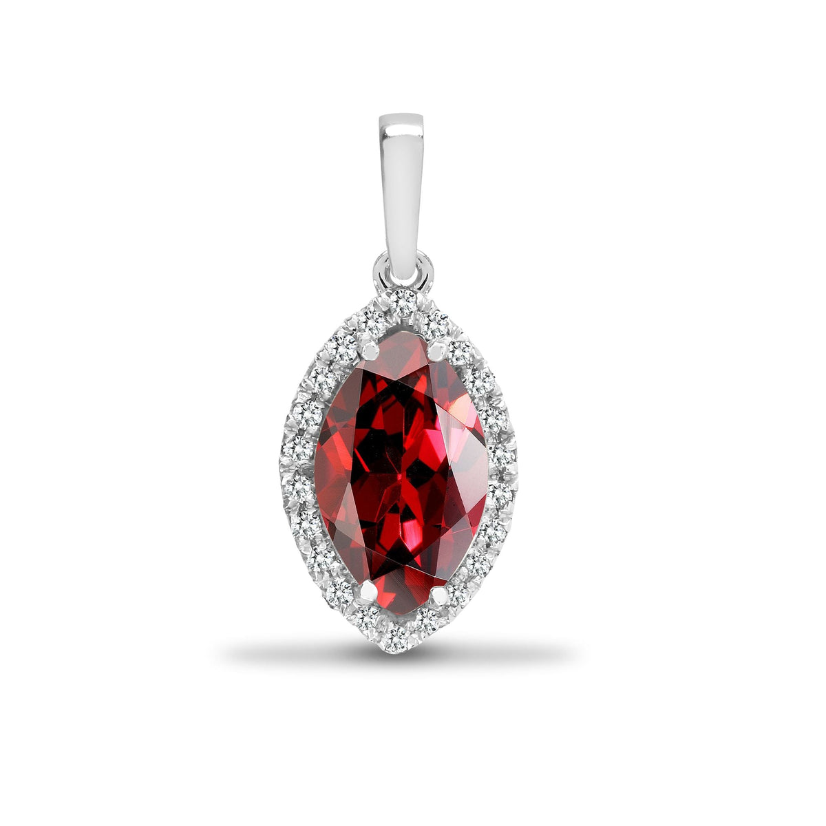 Pendentif en or blanc 18 carats, diamants et grenats
