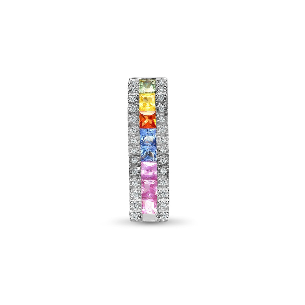 Pendentif en or blanc 18 carats, diamants et saphirs multicolores