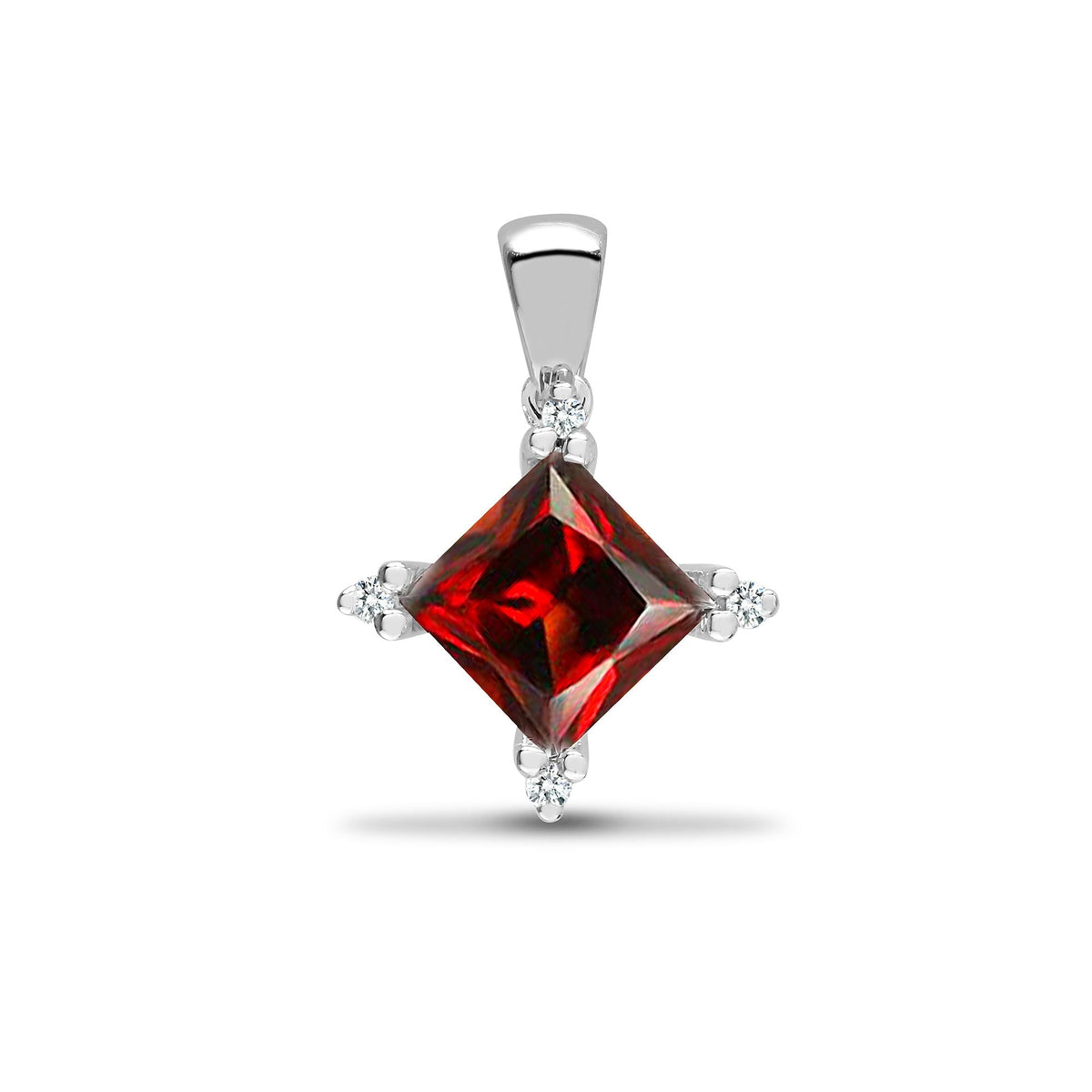 Pendentif en or blanc 18 carats, diamants et grenats