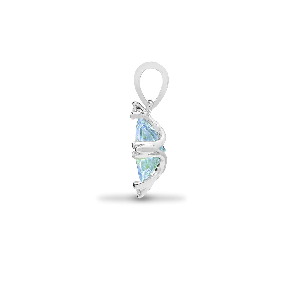 Pendentif en or blanc 18 carats, diamants et topaze bleue