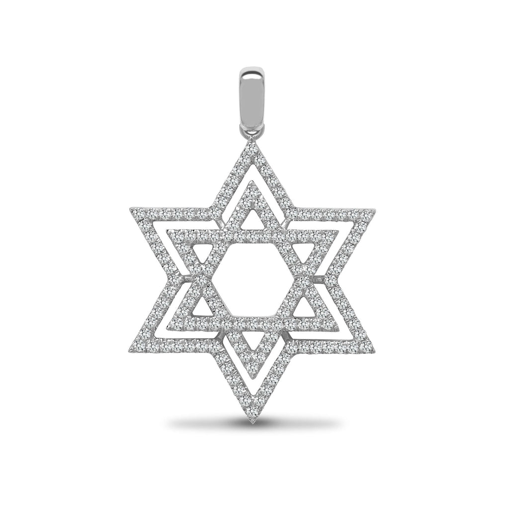 Anhänger „Davidstern“ aus 18-karätigem Weißgold mit Diamanten – 0,60 ct
