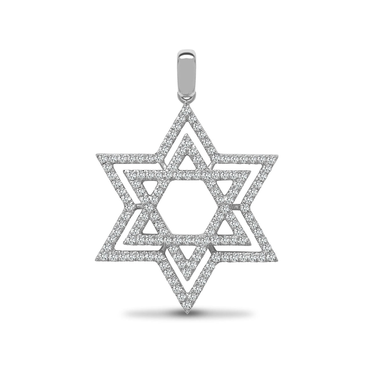 Pendentif Étoile de David en or blanc 18 carats et diamants (0,60 ct)
