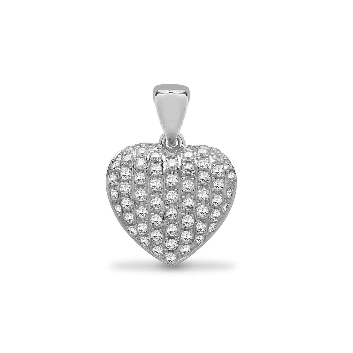 Pendentif cœur en or blanc 18 carats serti pavé de diamants (0,35 carat)