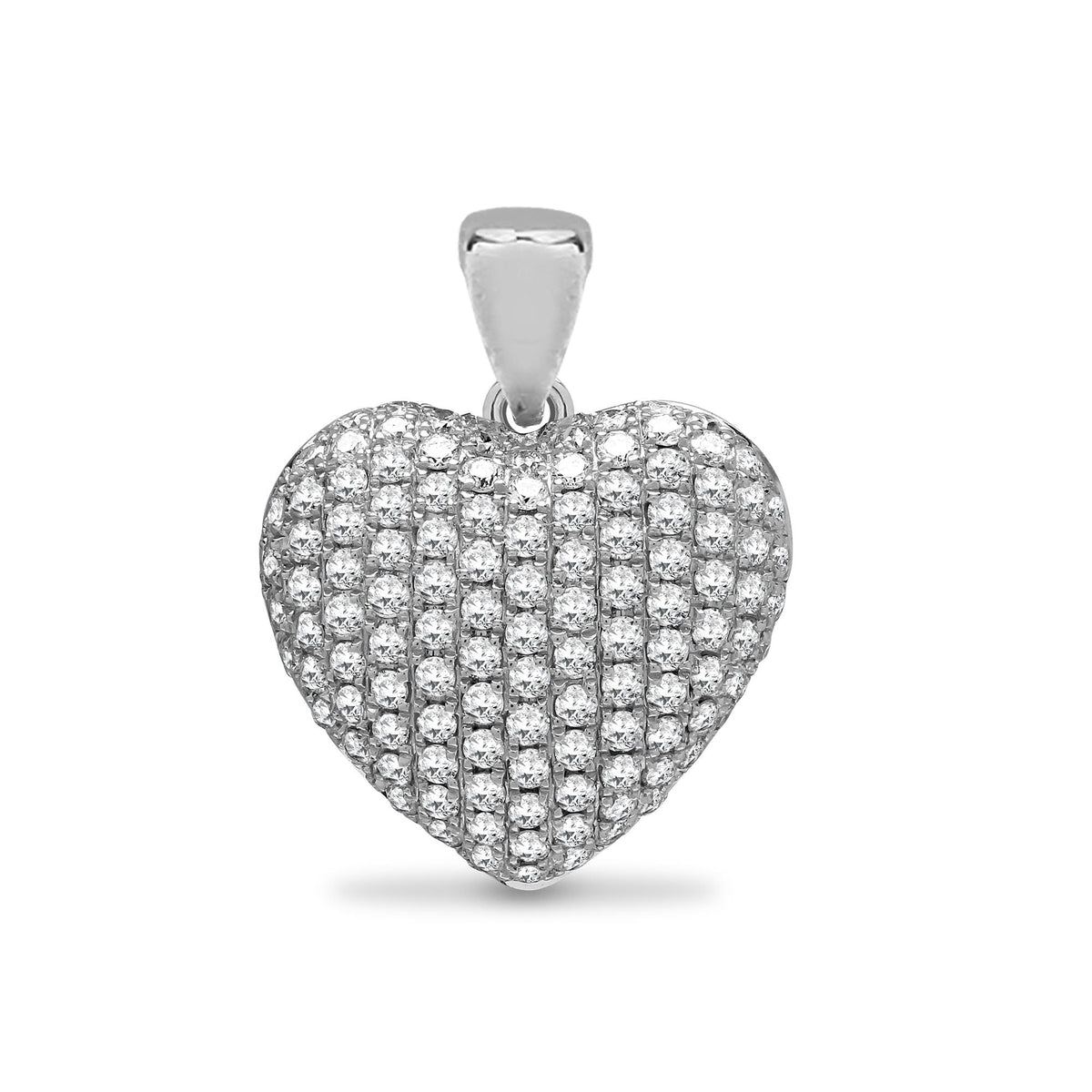 Pendentif cœur en or 18 carats serti pavé de diamants blancs (0,66 carat)