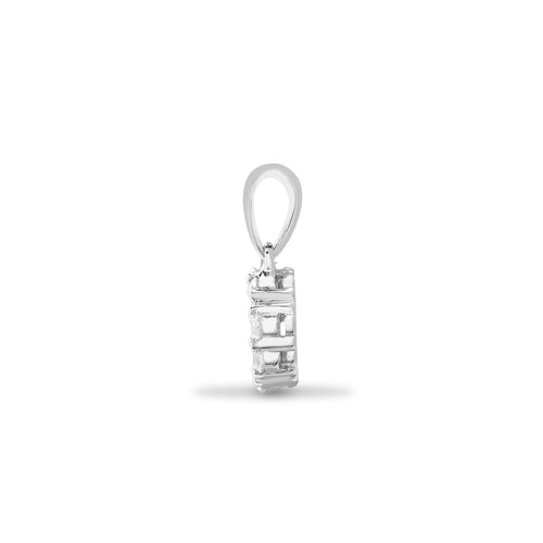 18ct White 0.30ct Round & Princess Cut Diamond Pendant