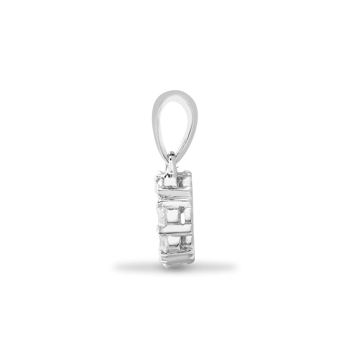 Pendentif en or blanc 18 carats serti de diamants ronds et taille princesse de 1 carat chacun
