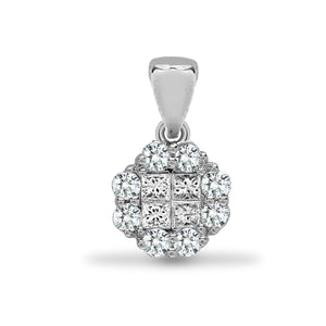 18ct White 1ct Round & Princess Cut Diamond Pendant