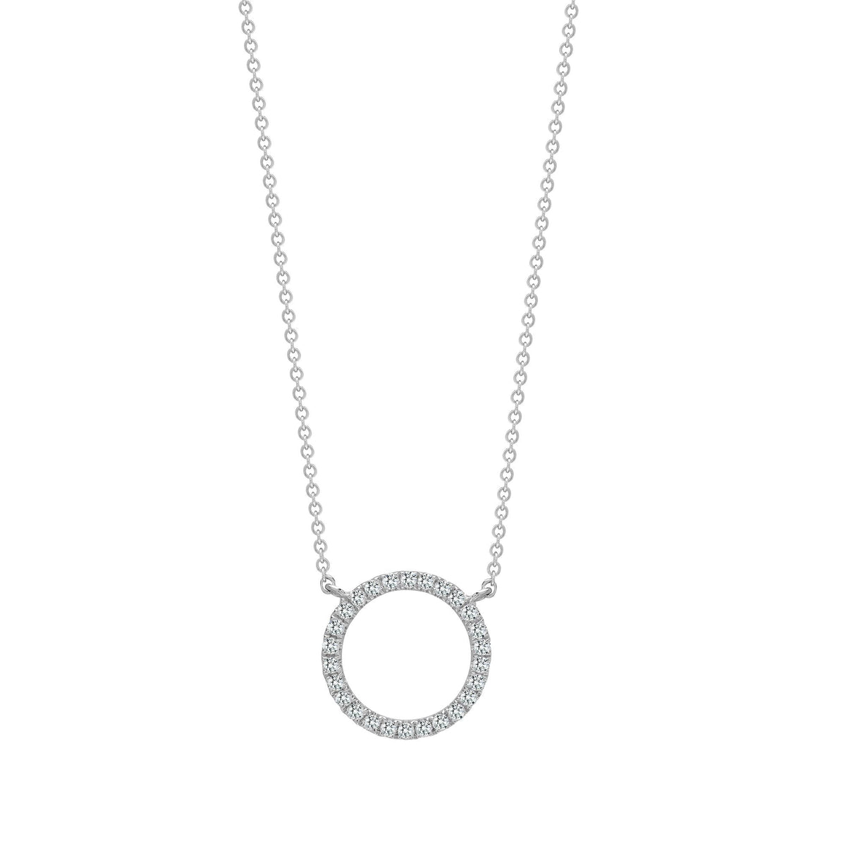 18ct White Gold 0.18ct Diamond Circle Pendant Necklace 18 inch Chain