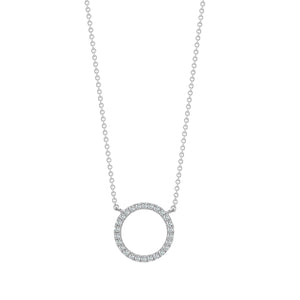 18ct White Gold 0.18ct Diamond Circle Pendant Necklace 18 inch Chain