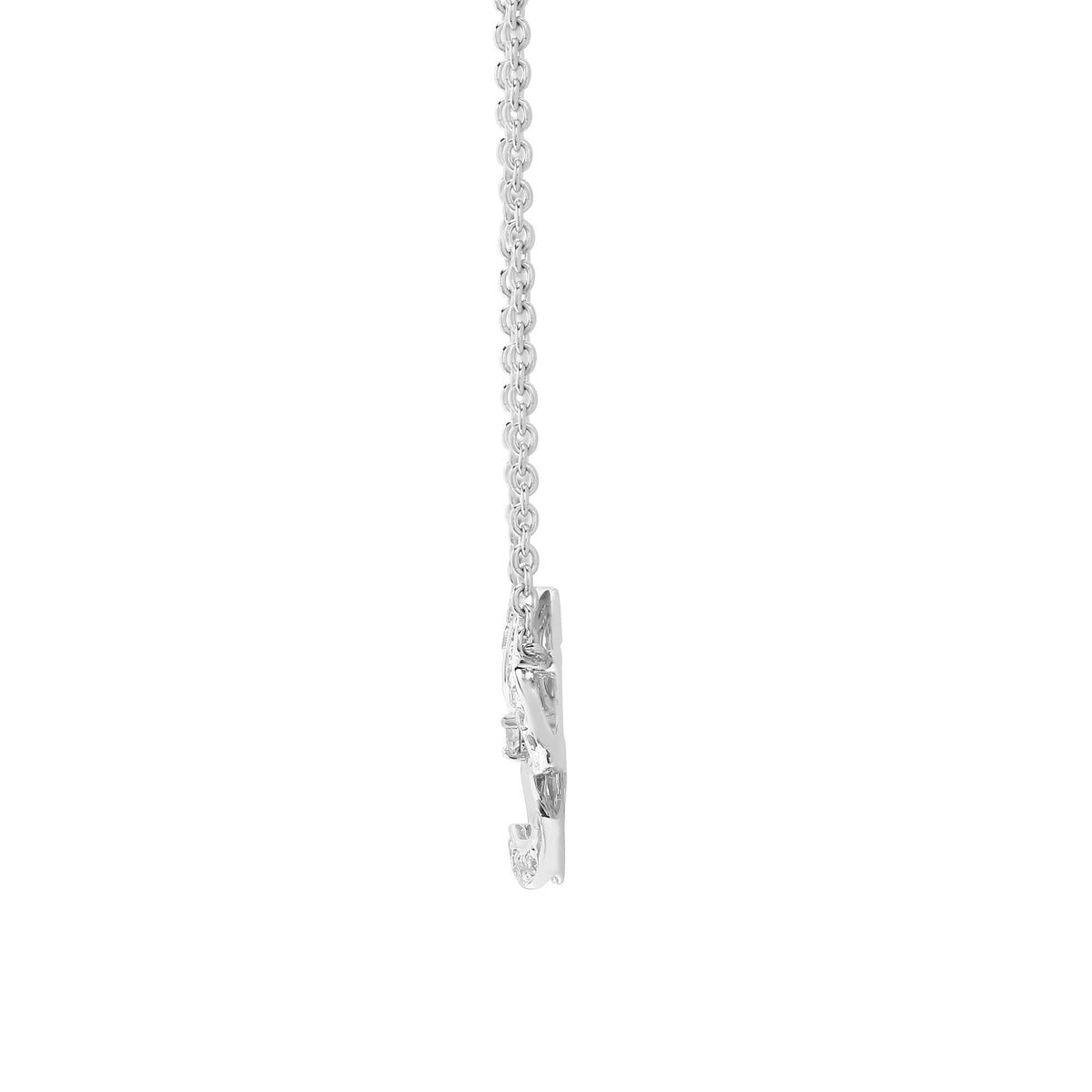 18ct White Gold 0.11ct Diamond Necklace Clover Flower Pendant 18" Chain
