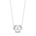 18ct White Gold 0.11ct Diamond Necklace Clover Flower Pendant 18" Chain
