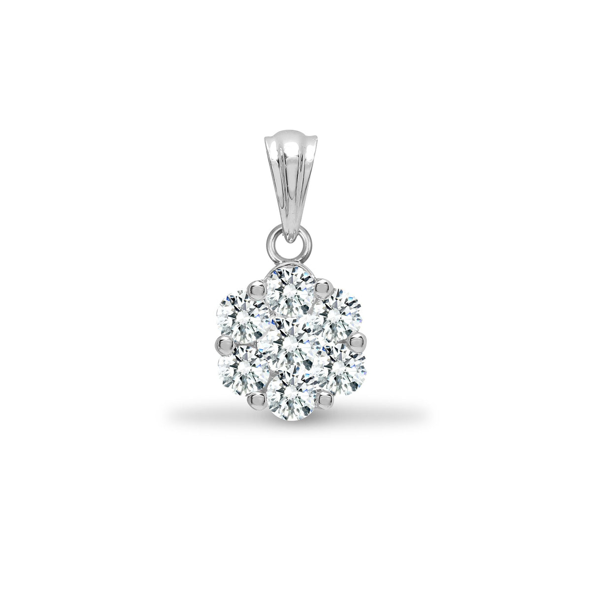 Pendentif en grappe de 7 diamants blancs 18 carats (0,75 carat au total)
