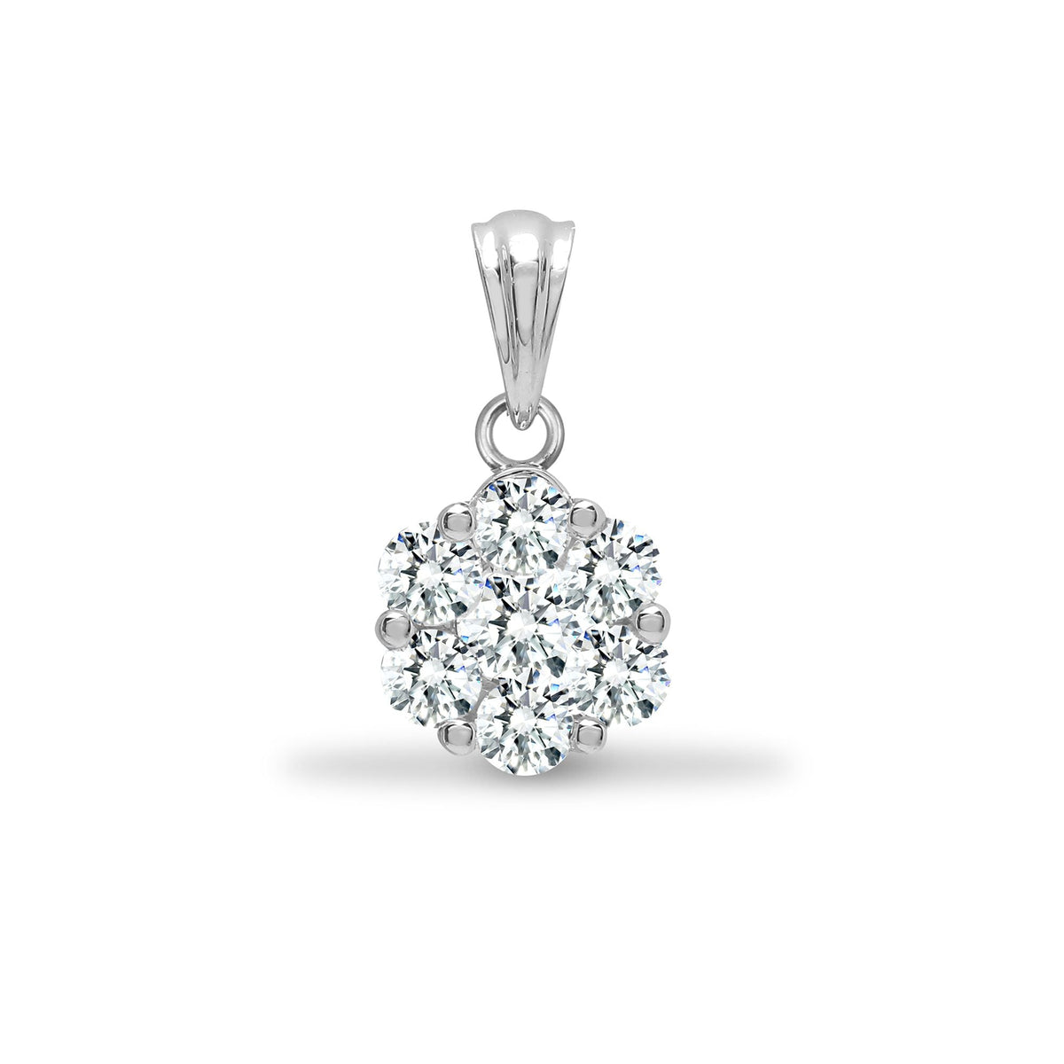 Pendentif en grappe de 7 diamants blancs 18 carats et 1 carat de diamants (1 carat au total).