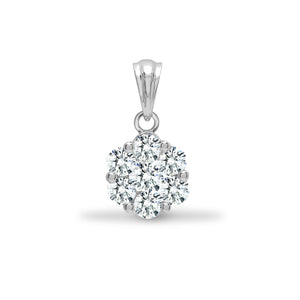 18ct White 1ct Diamond 7 Stone Cluster Pendant