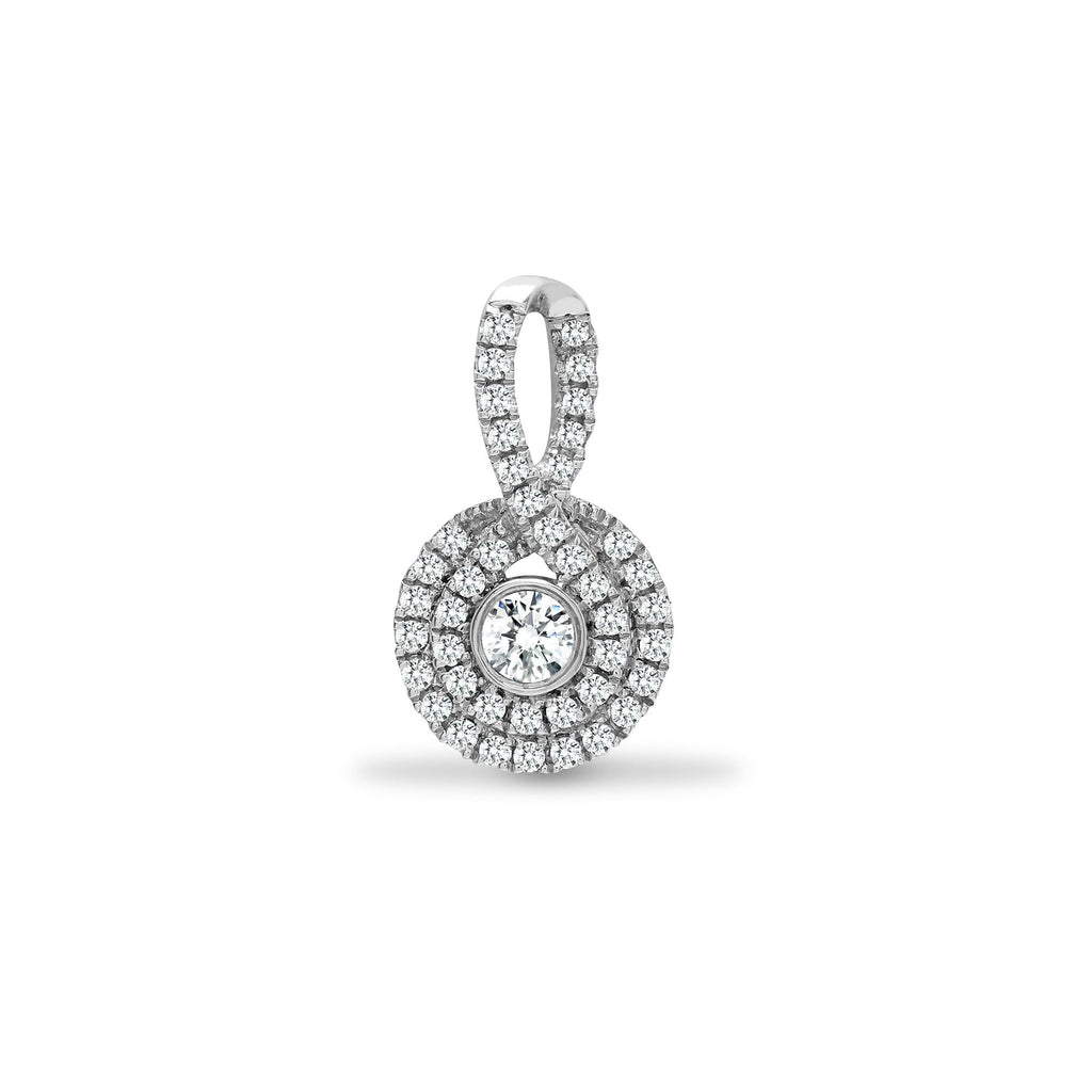 Pendentif en or blanc 18 carats serti de diamants (0,48 carat) avec bélière en boucle