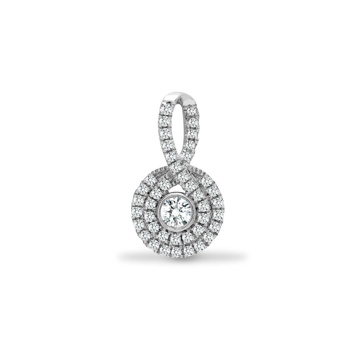 Pendentif en or blanc 18 carats serti de diamants (0,48 carat) avec bélière en boucle