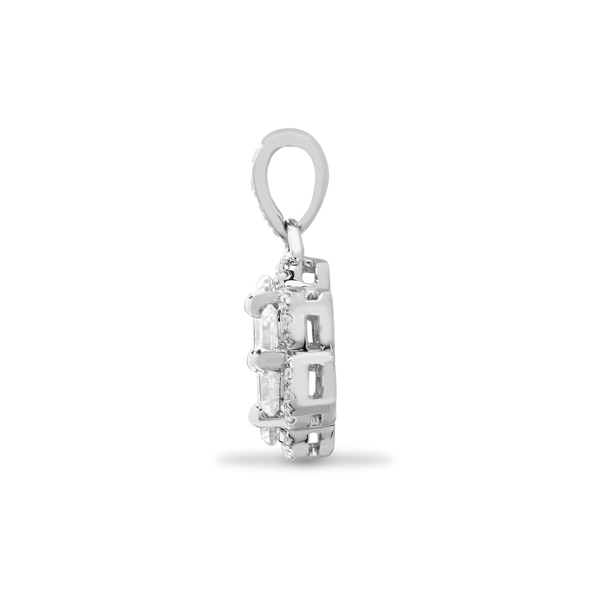 Pendentif en diamant blanc 18 carats serti d'un motif floral de près de 1 carat (sans chaîne)