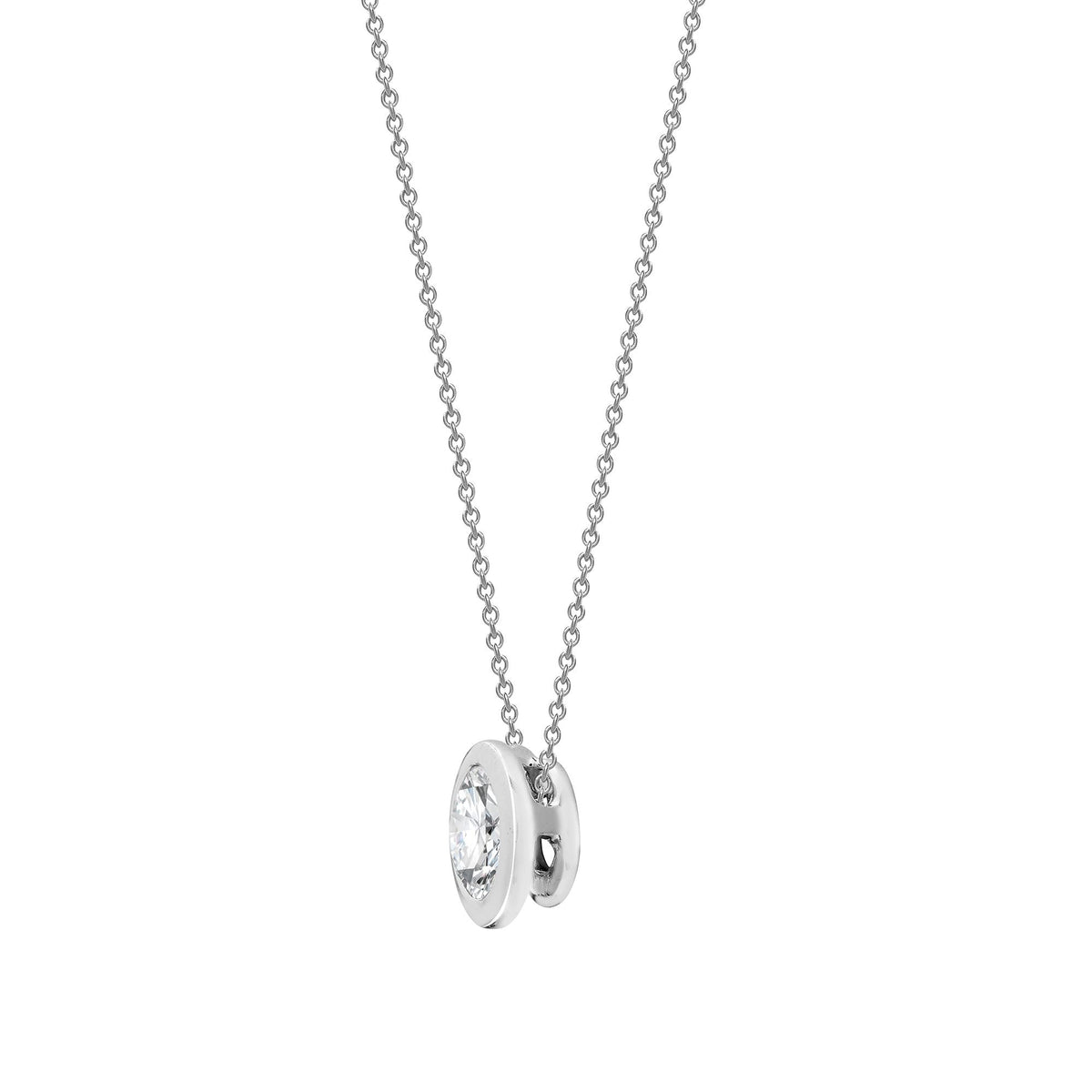 0.10ct threaded rub over diamond necklace in 18ct white gold