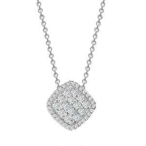 18ct White Gold 0.55ct Diamond Cluster Cushion Slider Necklace Pendant