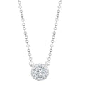 0.08ct diamond halo pendant necklace in 18ct white gold