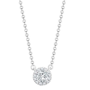 18ct White Gold 0.08ct Diamond Halo Pendant Necklace with 16"-18" Chain Extender set with a 0.25ct G SI1 Diamond