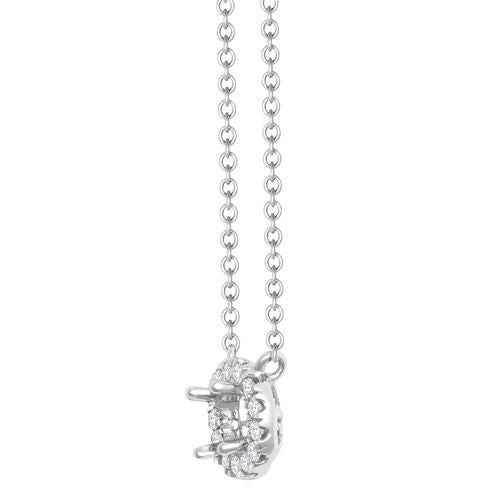 White gold halo diamond necklace 0.72ct