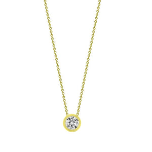 18ct Yellow Threaded Rub over set Solitaire Diamond Necklace 0.15ct