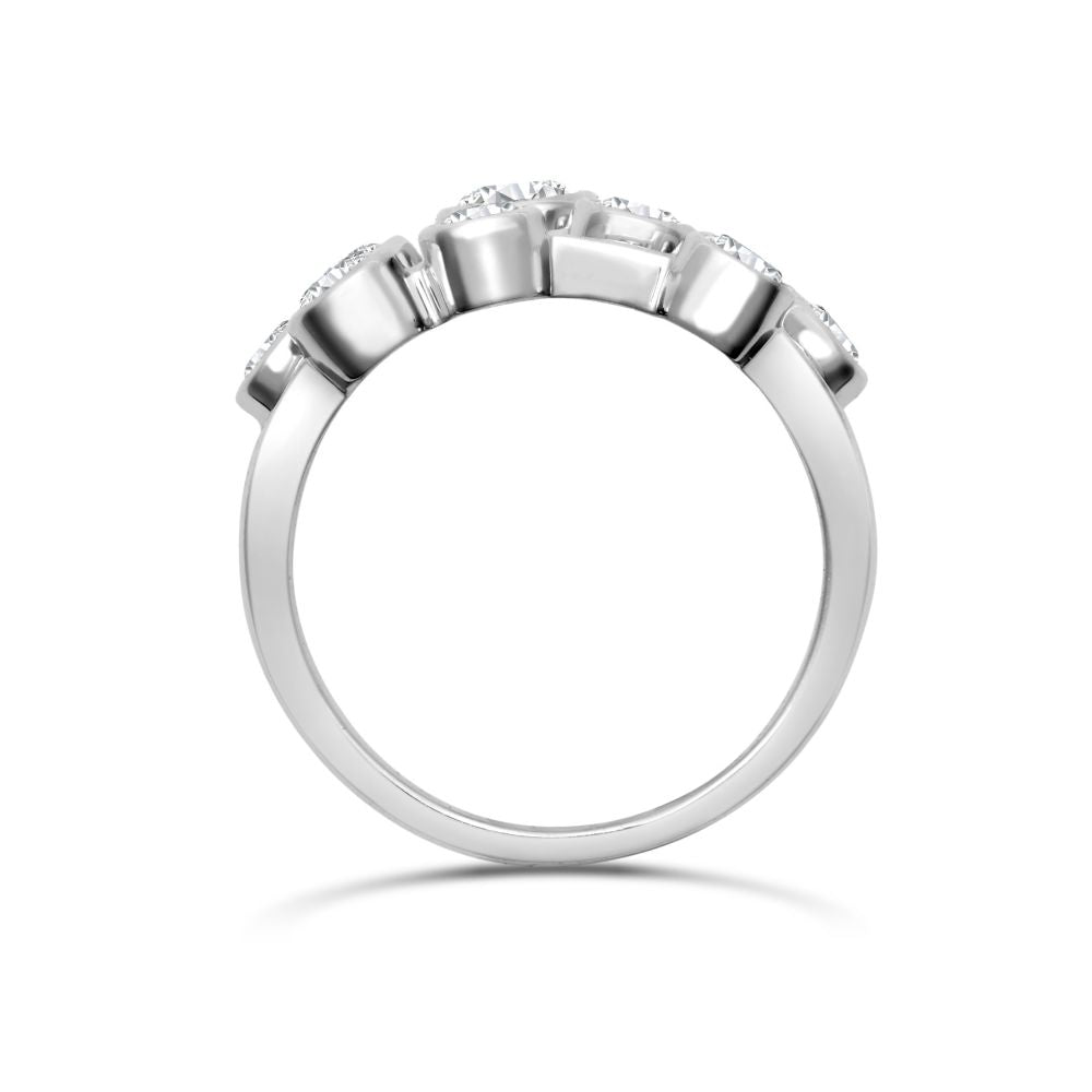 18ct White Gold 1ct Diamond Bubble Ring 3 Rows