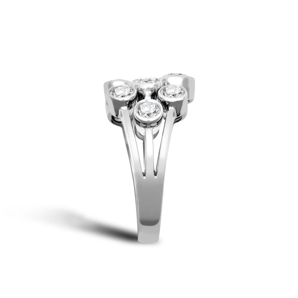 18ct White Gold 1ct Diamond Bubble Ring 3 Rows