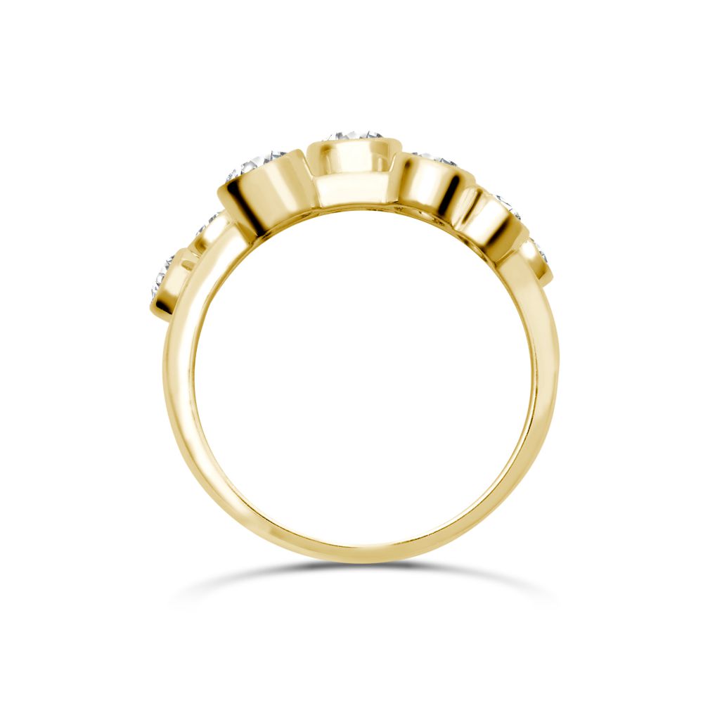 18ct Yellow Gold 1.00cts Diamond 3 Row Bubble Ring