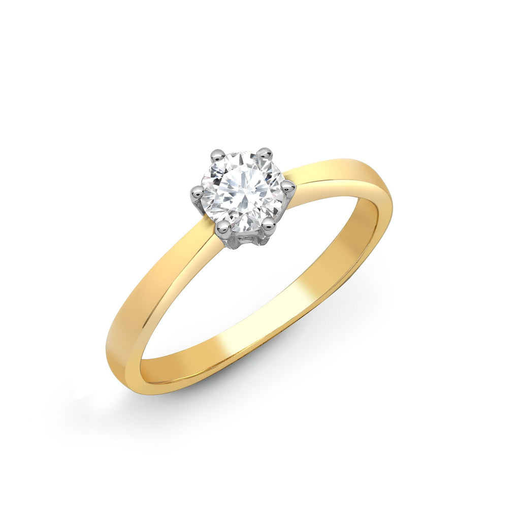  Anello in oro giallo 18 carati con diamante solitario da 25 punti