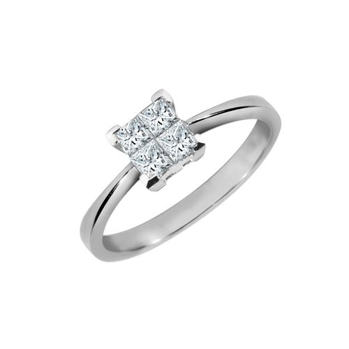 18ct White 1ct 4 x Princess Cut Diamond Ring