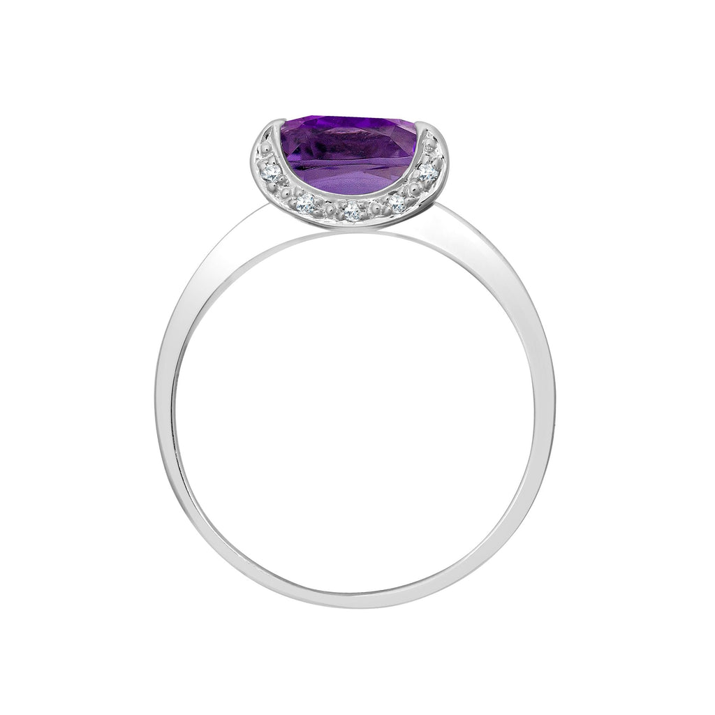 18ct White Gold Diamond And Amethyst Ring