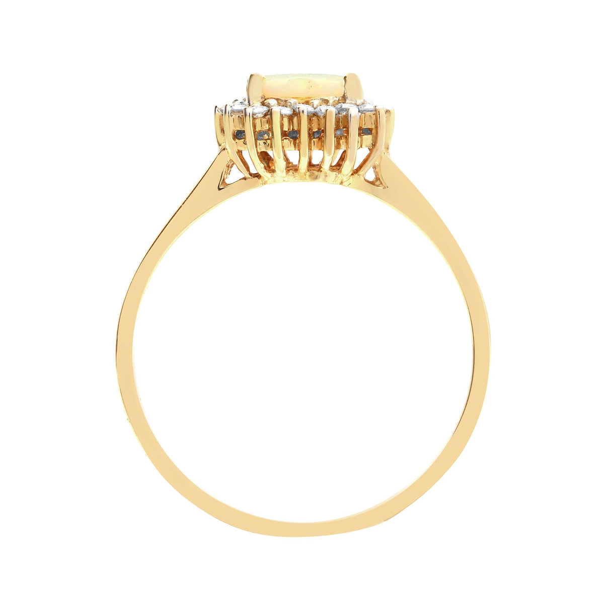 18ct Yellow Gold Diamond And Opal Heart Shaped Ring