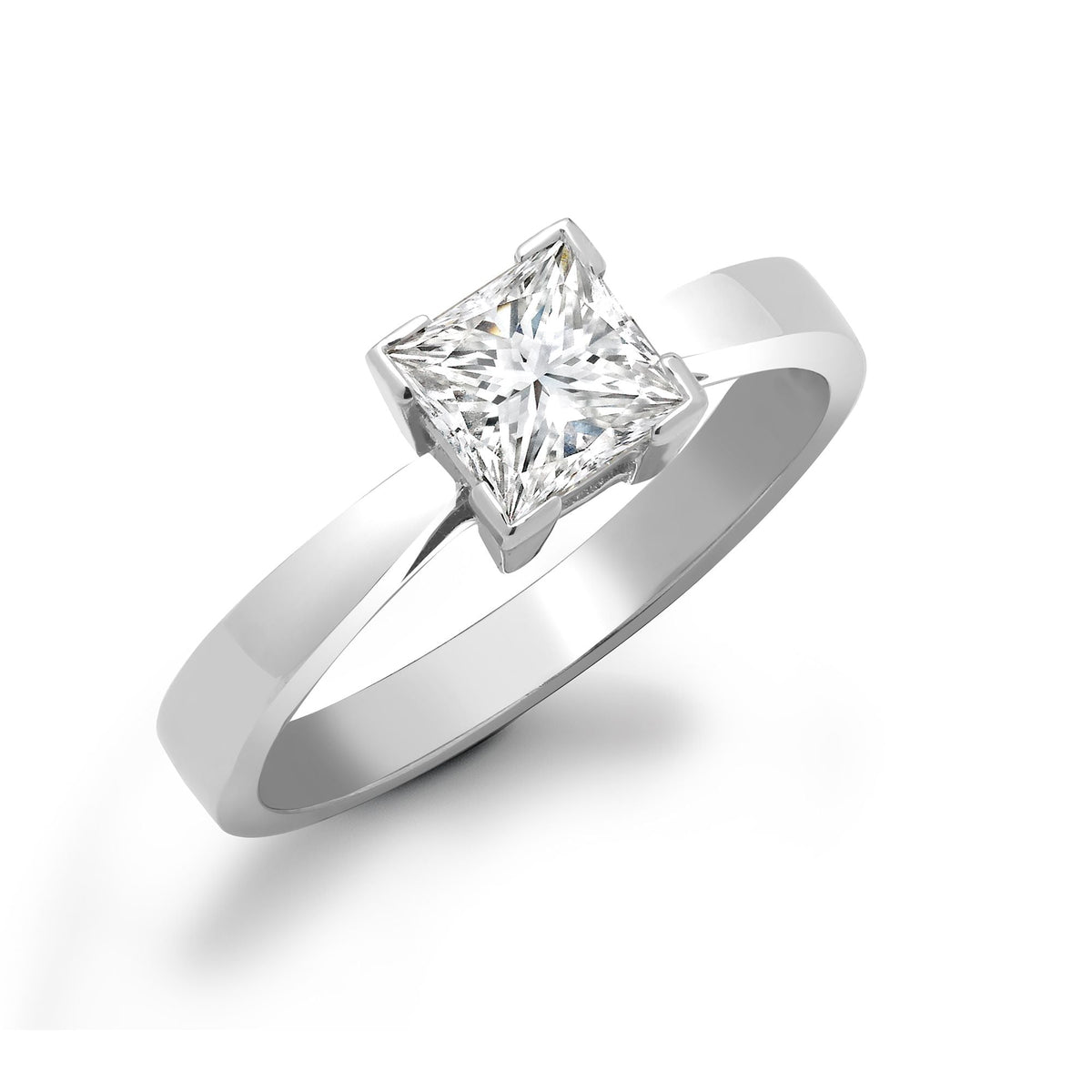  Anello solitario in oro bianco 18 carati con diamante taglio principessa da 0,25 carati