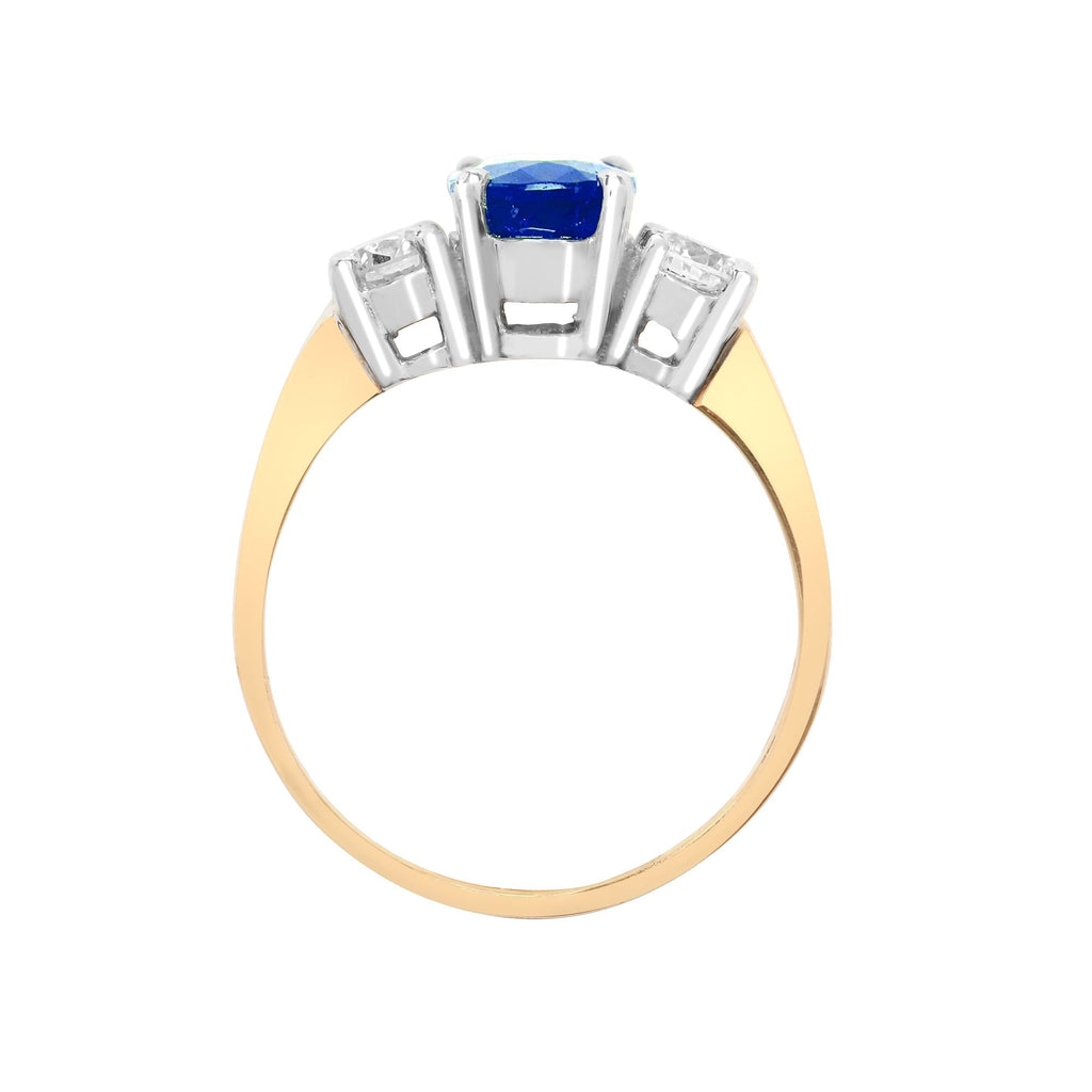 18ct Yellow Gold 3 Stone Diamond And Sapphire Ring