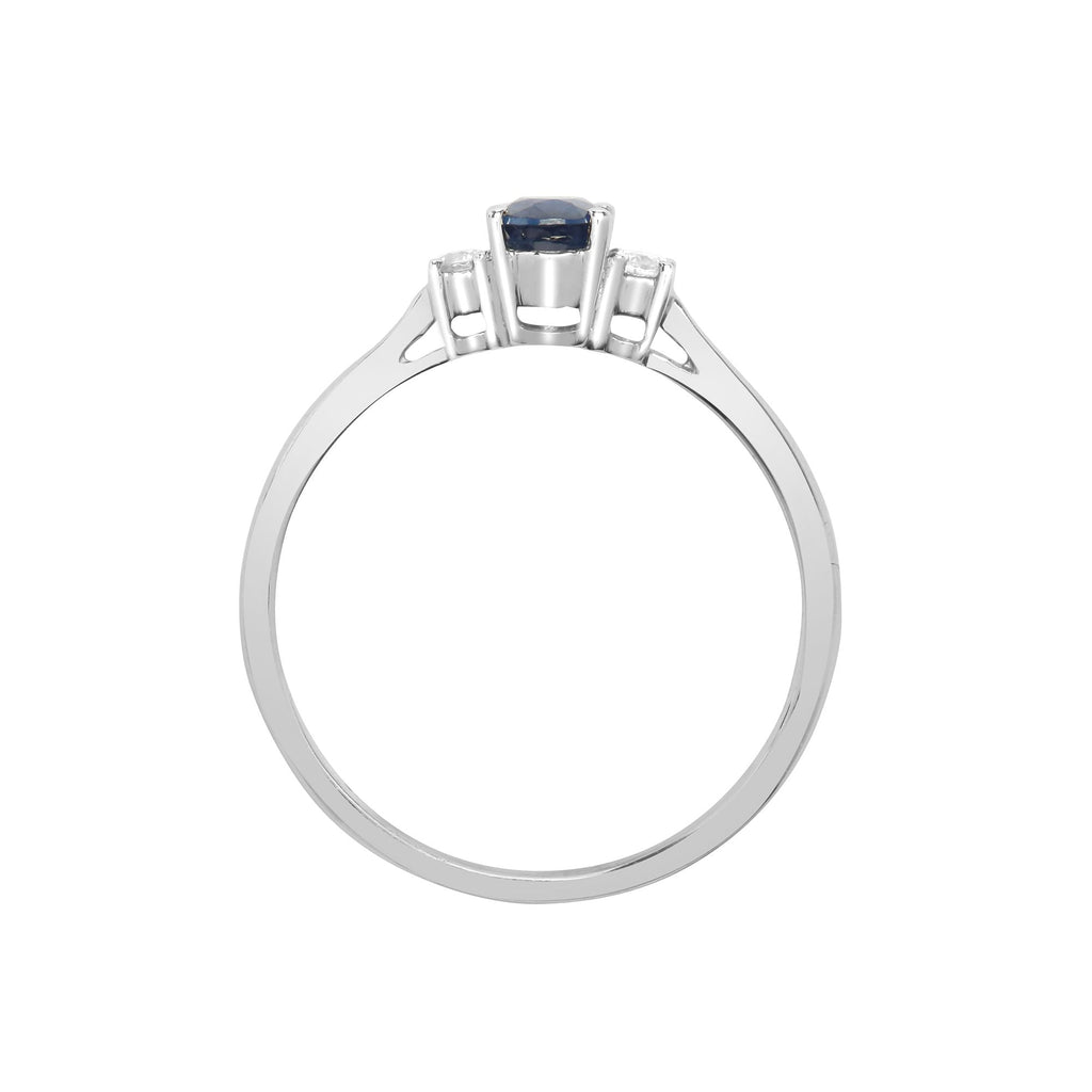 18ct White Gold Diamond And Sapphire 3 Stone Ring