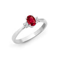 18ct White Gold Diamond And Ruby And 3 Stone Ring