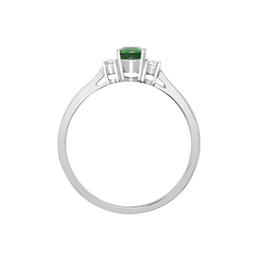 18ct White Gold Diamond And Emerald And 3 Stone Ring
