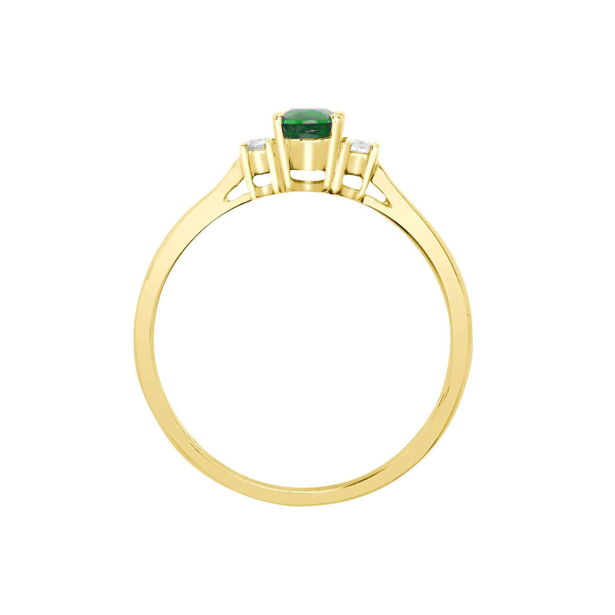 18ct Yellow Gold Diamond And Emerald And 3 Stone Ring
