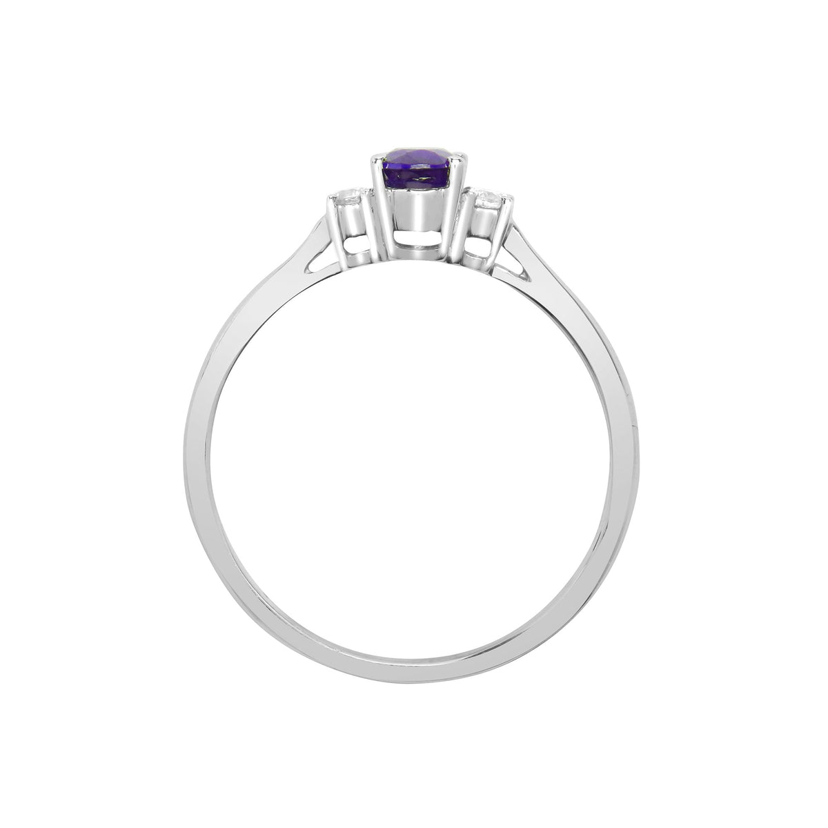 18ct White Gold Diamond And Tanzanite And 3 Stone Ring