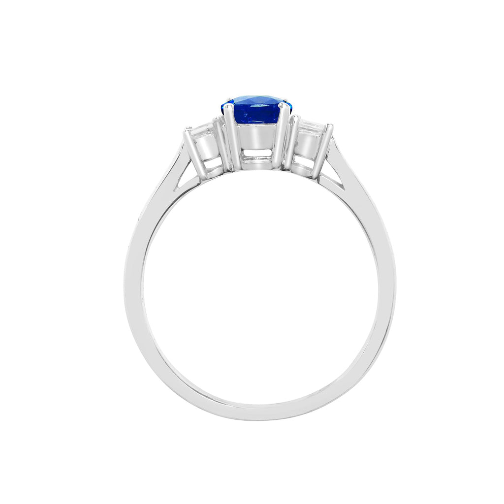18ct White Gold Diamond And Sapphire And 3 Stone Ring