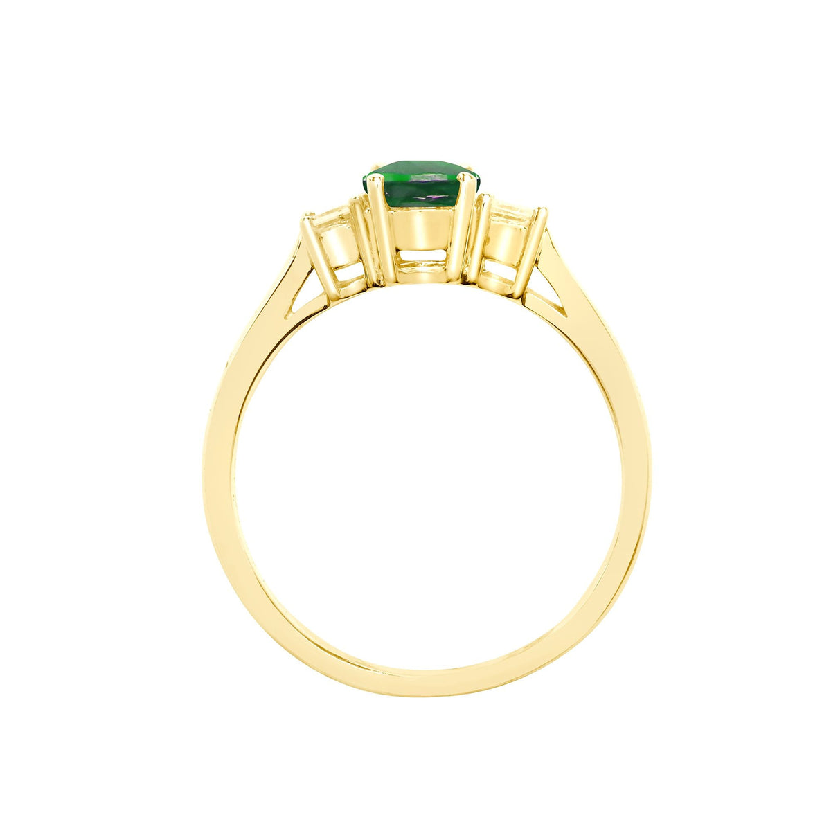 18ct Yellow Gold Diamond And Emerald And 3 Stone Ring