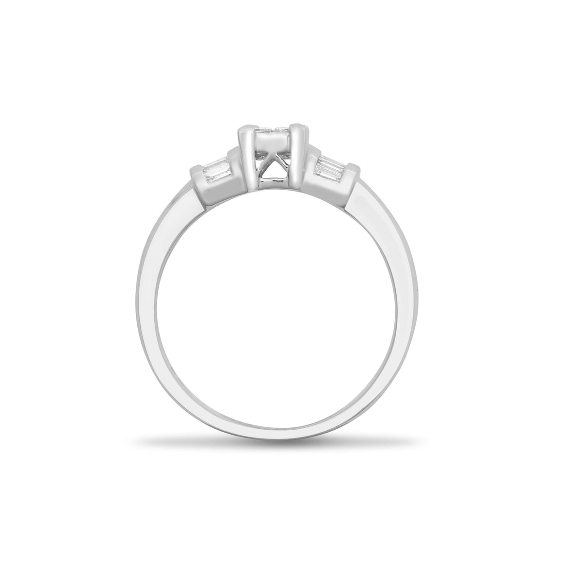  Anello principessa e baguette in diamanti bianchi da 0,58 ct, 18 ct