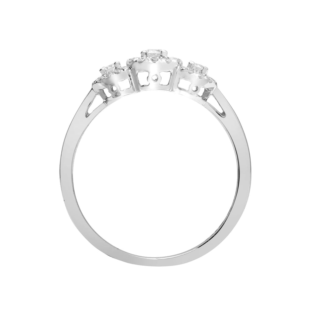 Trilogie-Halo-Ring aus 18-karätigem Weißgold mit 0,31 ct Diamanten