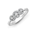 Trilogie-Halo-Ring aus 18-karätigem Weißgold mit 0,31 ct Diamanten