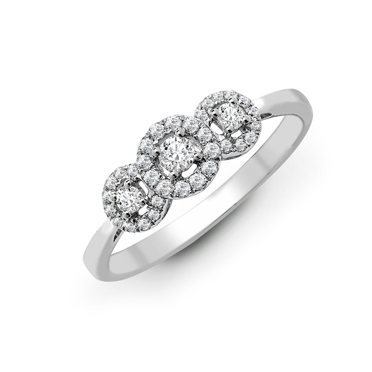 18ct White 0.31ct Diamond Trilogy Halo Ring