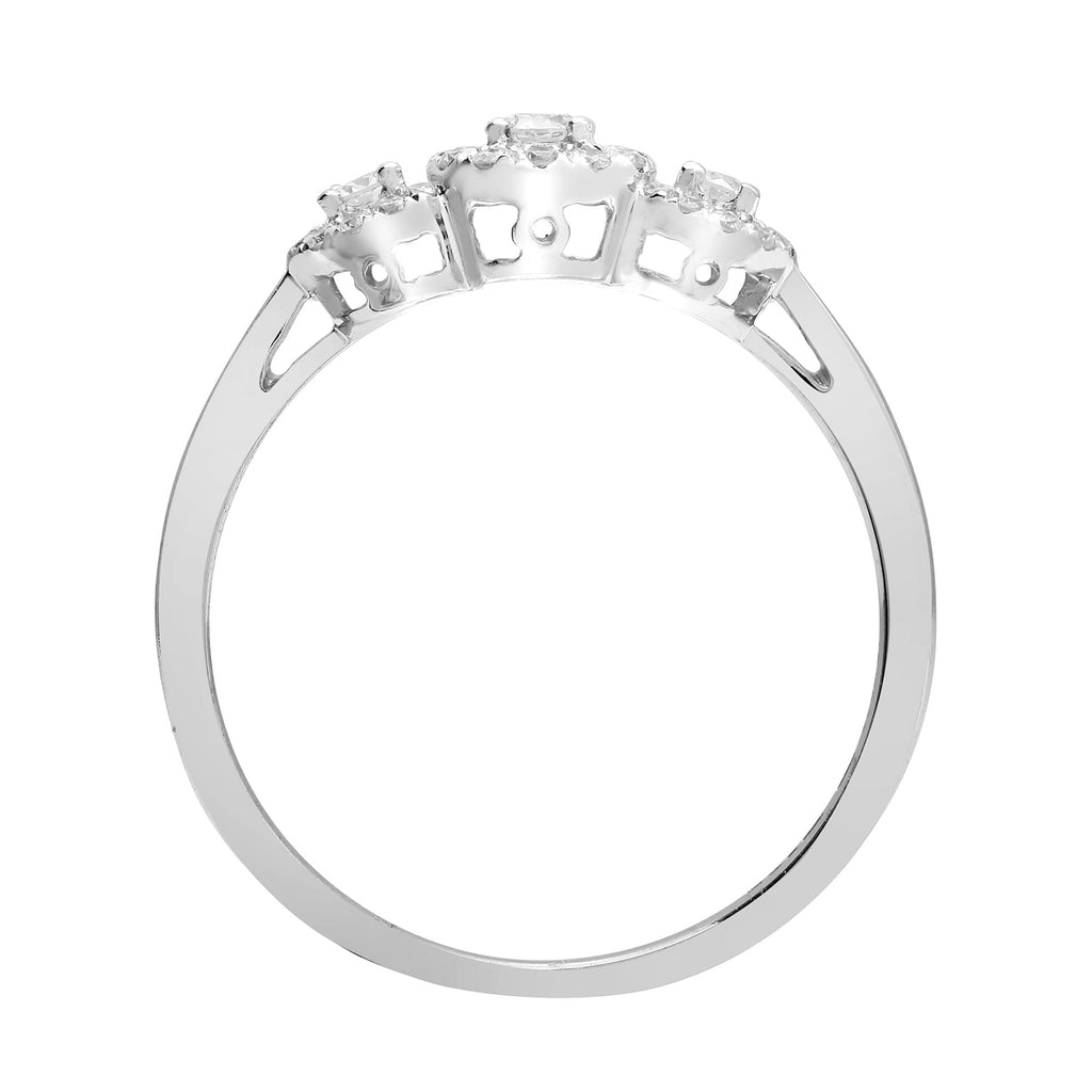 Trilogie-Halo-Ring aus 18-karätigem Weißgold mit 0,60-karätigen Diamanten