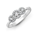 Trilogie-Halo-Ring aus 18-karätigem Weißgold mit 0,60-karätigen Diamanten
