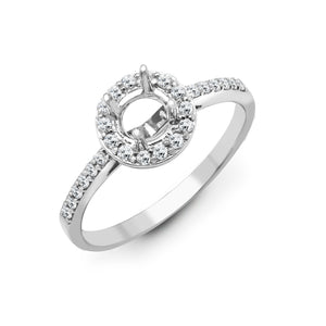 18ct White 0.28ct Diamond Semi Set Halo Ring - Holds 1.00ct